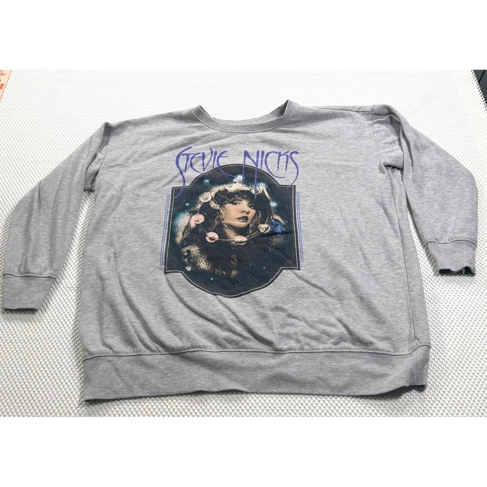 Stevie Nicks Graphic Sweatshirt Gray Fleece Pullover Women's Size 00